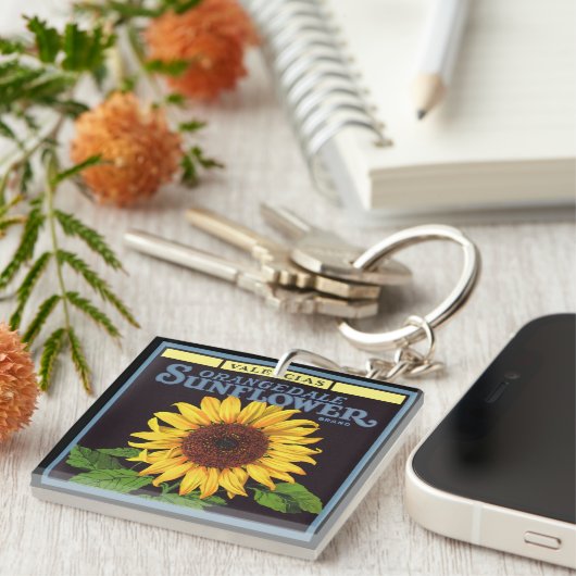  fruitkrattenlabel Art Orangedale Sunflower Sleutelhanger (Voorkant Rechts)