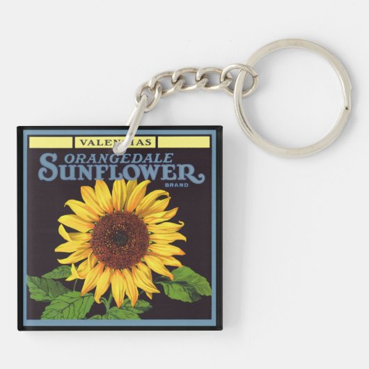  fruitkrattenlabel Art Orangedale Sunflower Sleutelhanger (Achterkant)