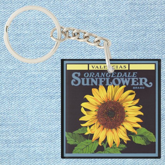  fruitkrattenlabel Art Orangedale Sunflower Sleutelhanger