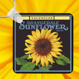  fruitkrattenlabel Art Orangedale Sunflower Sleutelhanger