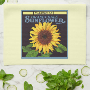  fruitkrattenlabel Art Orangedale Sunflower Theedoek