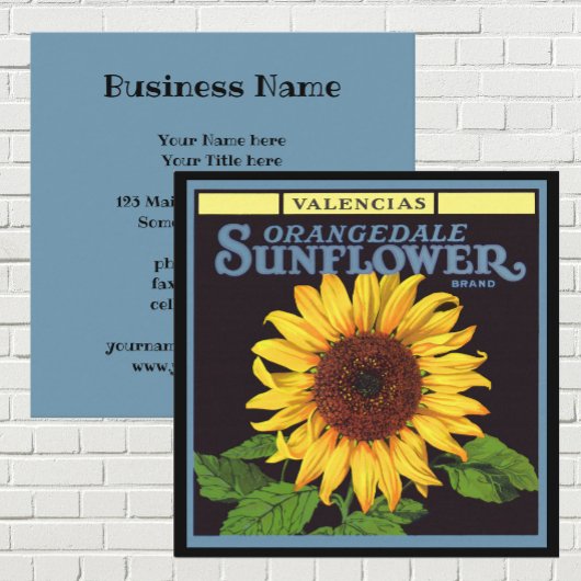  fruitkrattenlabel Art Orangedale Sunflower Vierkante Visitekaartje