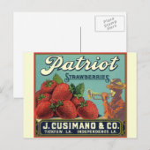 fruitkrattenlabel Art Patriot-aardbeien Briefkaart (Voorkant / Achterkant)