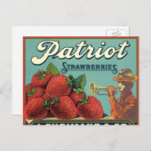 fruitkrattenlabel Art Patriot-aardbeien Briefkaart (Voorkant / Achterkant)