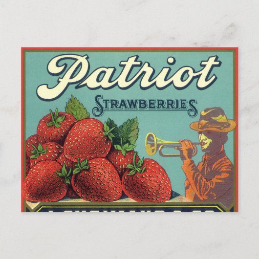 fruitkrattenlabel Art Patriot-aardbeien Briefkaart (Voorkant)