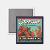  fruitkrattenlabel Art Patriot-aardbeien Magneet (Voorkant / Achterkant)