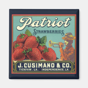 fruitkrattenlabel Art Patriot-aardbeien Magneet