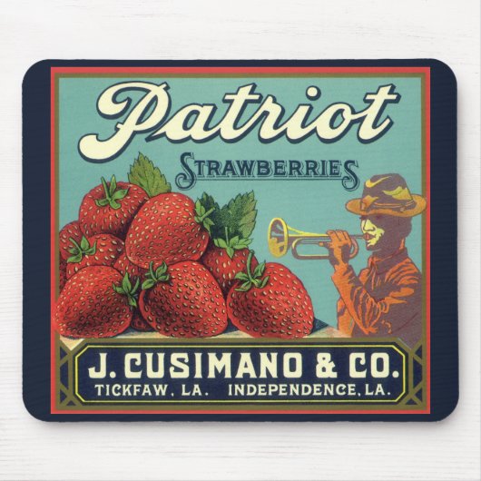  fruitkrattenlabel Art Patriot-aardbeien Muismat (Voorkant)