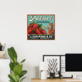 fruitkrattenlabel Art Patriot-aardbeien Poster (Thuiskantoor)