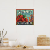  fruitkrattenlabel Art Patriot-aardbeien Poster (Keuken)
