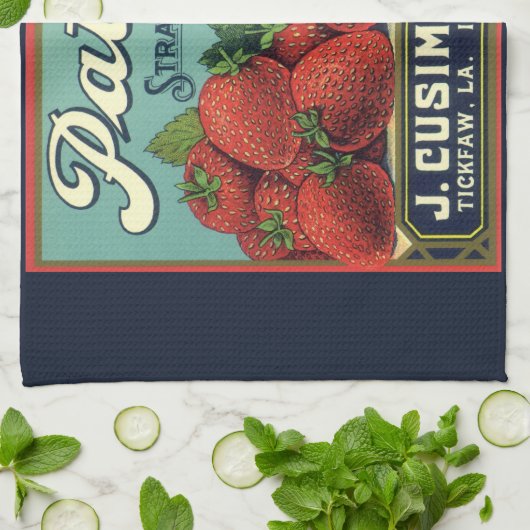  fruitkrattenlabel Art Patriot-aardbeien Theedoek (Gevouwen)