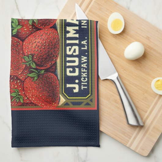  fruitkrattenlabel Art Patriot-aardbeien Theedoek (Quarter Fold)