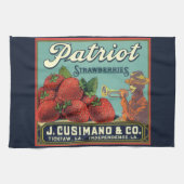  fruitkrattenlabel Art Patriot-aardbeien Theedoek (Horizontaal)