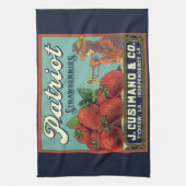  fruitkrattenlabel Art Patriot-aardbeien Theedoek (Verticaal)