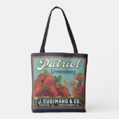 fruitkrattenlabel Art Patriot-aardbeien Tote Bag (Achterkant)