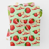 fruitliefhebbers met een schattig appelpatroon inpakpapier vel (In situ)