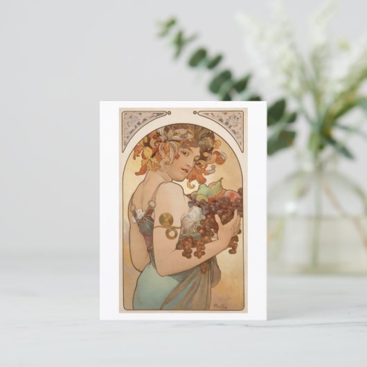 fruitlithograaf Alphonse Mucha Briefkaart (Staand voorkant)