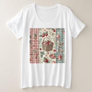 Fruitmand geruite pret grote maat t-shirt