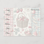 Fruitmand Gingham Plezier Aankondigingskaart (Achterkant)