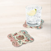 Fruitmand Gingham Plezier Kartonnen Onderzetters (Insitu)