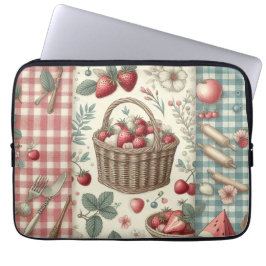 Fruitmand Gingham Plezier Laptop Sleeve