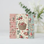 Fruitmand Gingham Plezier Save The Date (Staand voorkant)