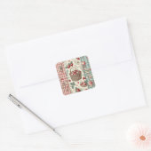 Fruitmand Gingham Plezier Vierkante Sticker (Envelop)