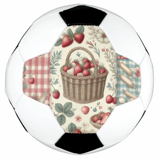 Fruitmand Gingham Plezier Voetbal (Voorkant)