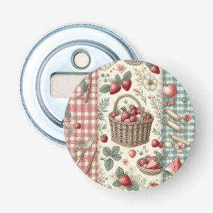 Fruitmand Gingham Pret Button Flesopener
