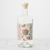 Fruitmand Gingham Pret Likeurfles Etiket (Voorkant)
