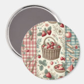 Fruitmand Gingham Pret Magneet (Voorkant / Achterkant)