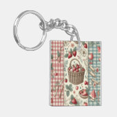 Fruitmand Gingham Pret Sleutelhanger (Voorkant Links)