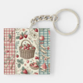 Fruitmand Gingham Pret Sleutelhanger (Achterkant)