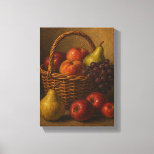 Fruitmand Stilleven met peren en appels Canvas Afdruk