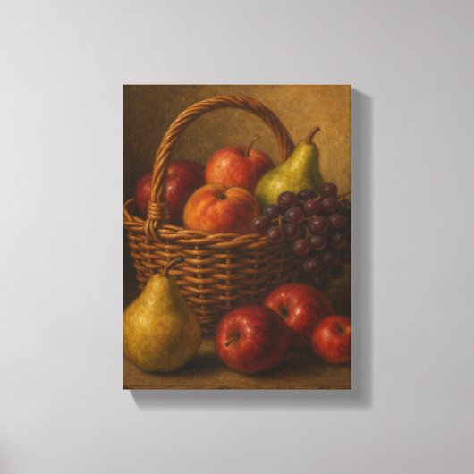 Fruitmand Stilleven met peren en appels Canvas Afdruk (Voorkant)