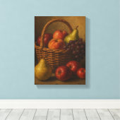 Fruitmand Stilleven met peren en appels Canvas Afdruk (Insitu (Houten vloer))
