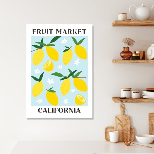Fruitmarkt Californië Geel citroenvoer Canvas Afdruk