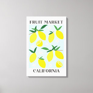 Fruitmarkt Californië Gele Citroen Voedsel Canvas Afdruk