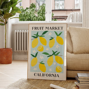 Fruitmarkt Californië Gele Citroen Voedsel Poster