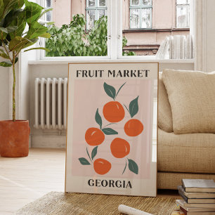 Fruitmarkt Georgia Sinaasappel Perzik Voedsel Poster