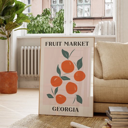 Fruitmarkt Georgië Oranje perzik voedsel Poster