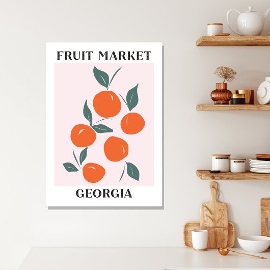 Fruitmarkt Georgië Oranje perziken Voedsel Canvas Afdruk
