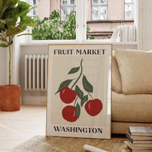 Fruitmarkt Washington Rode Appels Voedsel Poster