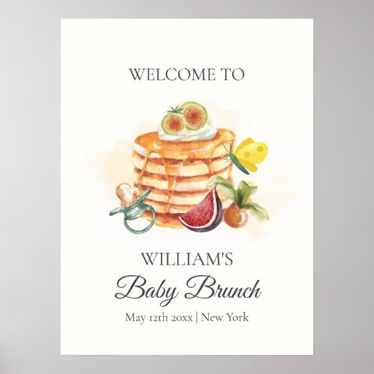 Fruitpannenkoek Fopspeen Brunch Baby shower Welkom Poster (Voorkant)