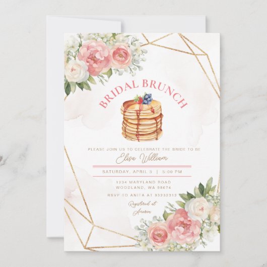 Fruitpannenkoek Roze Bloemen Vrijgezellenfeest Bru Kaart (Voorkant)