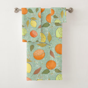Fruitpatroon met citroenen, sinaasappels bad handdoek