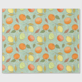 Fruitpatroon met citroenen, sinaasappels cadeaupapier (Vlak)
