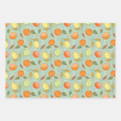 Fruitpatroon met citroenen, sinaasappels inpakpapier vel (Voorkant)
