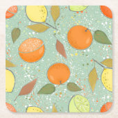 Fruitpatroon met citroenen, sinaasappels kartonnen onderzetters (Voorkant)