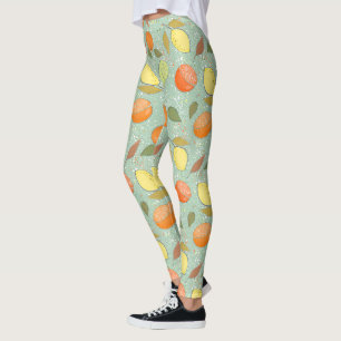 Fruitpatroon met citroenen, sinaasappels leggings